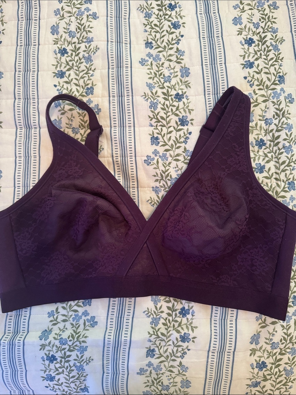 Cacique Wireless Lace Bralette in Deep Plum